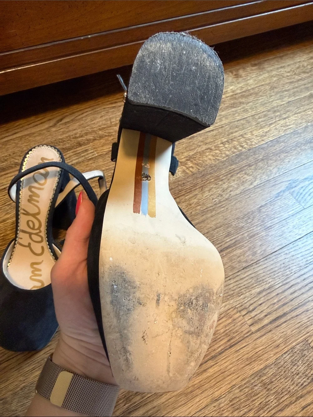 Sam Edelman Black Suede Platform Slingback Pumps